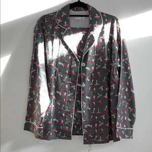 PJ Salvage Gray Pajama Set with Red Mushroom Print